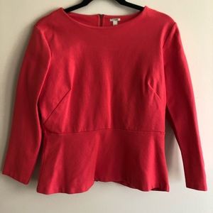 Poppy red J Crew Peplum Top